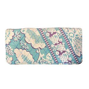 Vera Bradley Blue Floral Trifold Wallet Paisley 9” x 4.5”